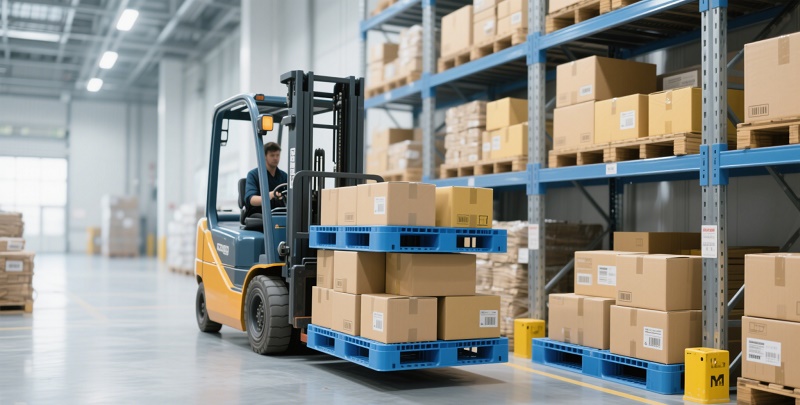 倉(cāng)庫(kù)應(yīng)用-網(wǎng)格田字塑料托盤